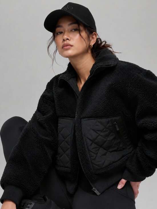 ALO Yoga Jackets & Blazers - NWT Alo Yoga Sherpa Bomber Jacket Black Multiple Sizes 🖤✨
